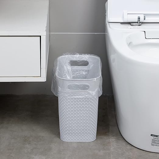 UUJOLY Plastic Small Trash Can Wastebasket, Garbage Container Basket for Bathrooms, Laundry Room, Kitchens, Offices, Kids Rooms, Dorms, (Grey, 3 Gallon)