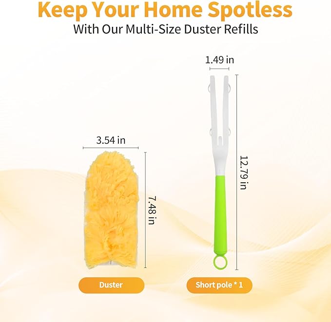 50 Pack Short Handle Duster Refills, Compatible with S.wiffer Duster Kit, 360° Multi-Surface Disposable Dust Pads, Ideal for Home Cleaning - Effortlessly Dust Furniture