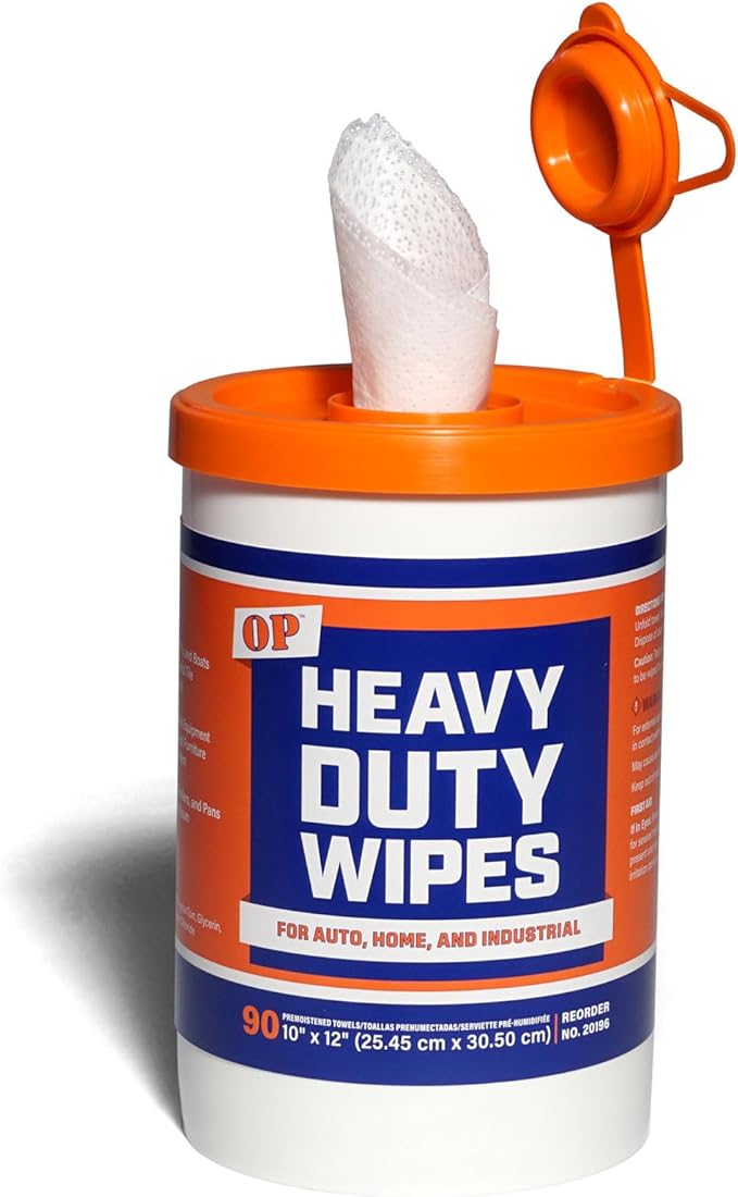 OP Heavy Duty 10” x 12” Size Multi-Surface Textured Cleaning Wipes, 90 Count per Canister, 6 Pack