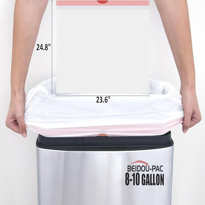 Trash Bags 8-10 Gallon Drawstring, 120 Count, Multifold Roll Garbage Bags, Large Kitchen Trash Bags, Odorless & Heavy Duty White Plastic Food Scrap Bags for Bathroom Bedroom Office Waste