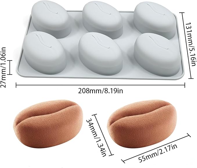 mostsom Silicone Molds for Baking Non-Stick Candy, Chocolate, Cookie, Oreo, Mini Soap, Pudding, Jello, Muffin, Dog Treats Ideal for Cupcakes, Ice Cubes, and Jelly Mold (F_ Coffee Bean)