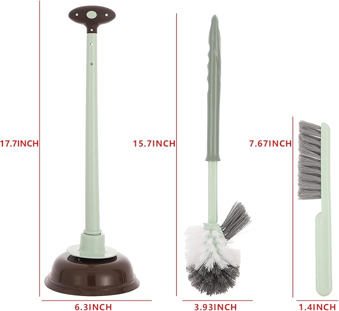 Cq acrylic Toilet Brush and Plunger Set,Toilet Plunger and Brush Combo Bathroom Deeply Cleaning Tools,Bathroom Toilet Bowl Brush with Holder(Green 1 Set)