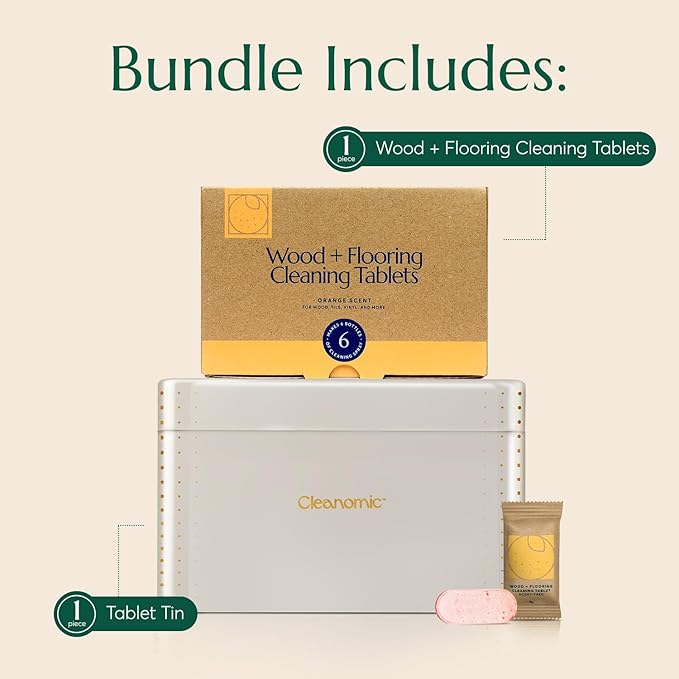 CLEANOMIC Wood and Flooring Cleaning Tablets and Tablet Tin Bundle