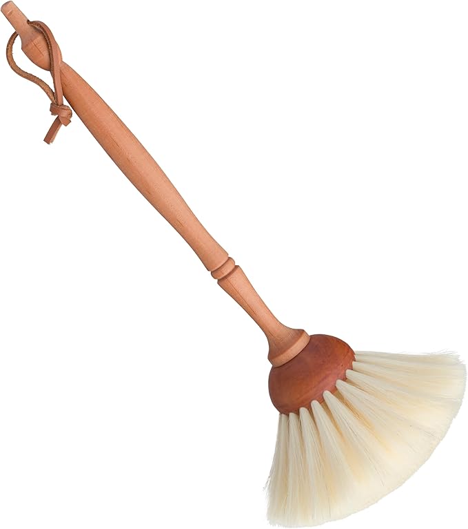 REDECKER Goat Hair Dust Brush with Oiled Pearwood Handle, 13-1/2 inches - Natural Bristle Duster Cleans Delicate Surfaces, Hanging Loop for Storage - Goat Hair Dusting Brush Made in Germany