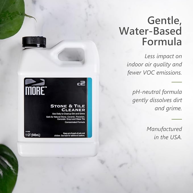 MORE - Stone & Tile Cleaner - Grout & Floor Cleaner for Natural Stone, Marble, Concrete, Ceramic, & Porcelain - Water-Based Grout Cleaner for Tile Floors - Concentrated Formula - pH Neutral - 32oz