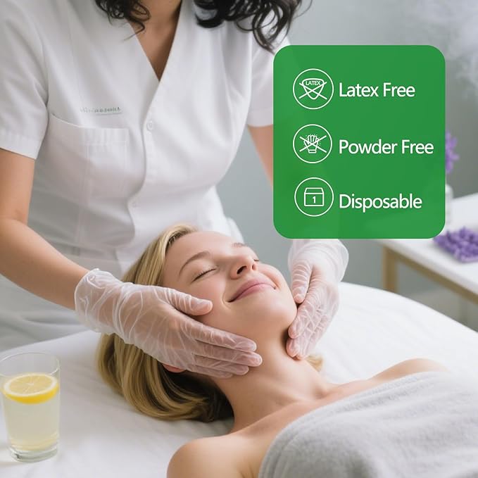 Disposable Vinyl Gloves, Latex-Free, Powder Free, Clear Plastic Gloves, for Cleaning, Cooking, Food Prep