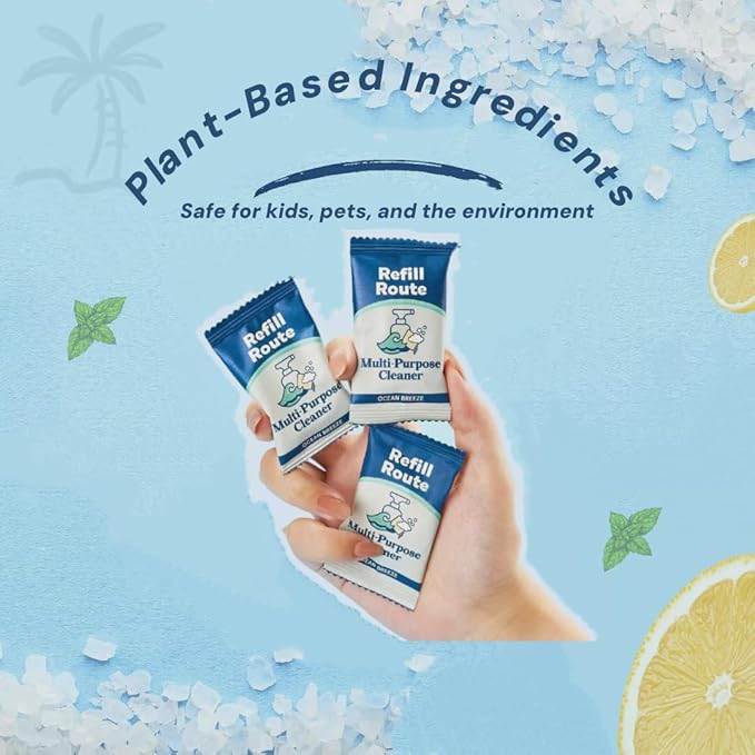 Multi-Surface Cleaner Refills -Daily All Purpose Cleaning Tablet 12 Packs - 192 fl oz total (makes 12x 16 fl oz bottles of spray cleaner) - Plant-Based Home & Kitchen Cleaner - Ocean Breeze Fragrance