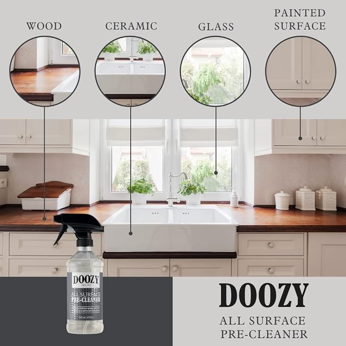 Doozy All Surface Pre-Cleaner - Pre Treatment to Easily Remove Built Up Grease, Grime, Dirt, Wax & Oil on Furniture, Wood, Glass, Plastic, Metal, Ceramic & Household Surfaces - 16 Ounce