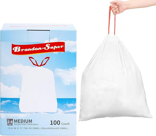 Small Trash Bag 4 Gallon Drawstring Garbage Bags For Small Trash Cans 2-4 Gallon, Office kitchen Bathroom, Thickened Stretchy (100 Count)