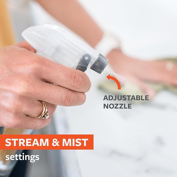 Full Circle Bottle Service-Refillable Glass Spray Bottle for Cleaning -Versatile Stream & Mist Options, Bamboo, Silicone Boot- Ideal for Non-Toxic Solutions & Plant Care, 16oz, Gray