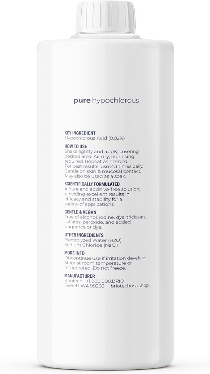 BRIOTECH Pure Hypochlorous Acid Cleanser, Original Premium HOCl Topical Solution, Multi-Purpose Cleaner, Family Approved & Pet Friendly, 32 fl oz Refill