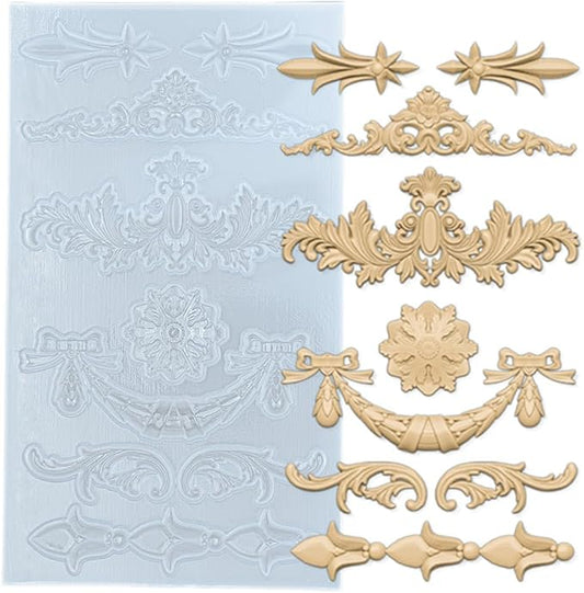 Silicone Mold for Polyclay Air Dry Clay Plaster Crafts Rococo Bow Swag