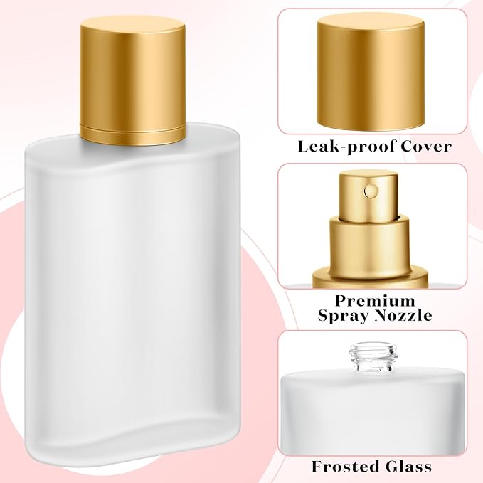 Tessco for you 12 Pcs 3.4 Ounces Perfume Bottles Empty Frosted Glass Spray Bottles 100ml Refillable Atomizer Perfume Dispenser Fine Mist Atomizer Cosmetic Make up Container(Gold)