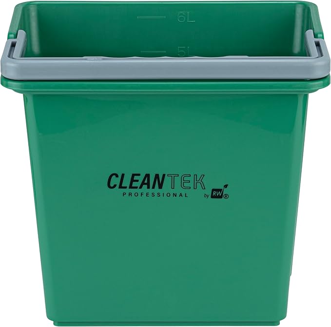 Restaurantware-Clean Tek Professional 6 Quart Cleaning Bucket, 1 Utility Pail with Handle - Heavy-Duty, Portable, Green Plastic Washing Pail, Perfect for Household, Outdoor, Car Wash and More
