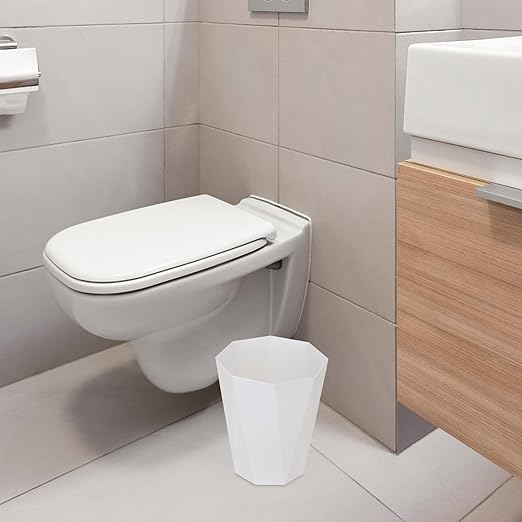 ZXJ Small Trash Can - 1.8 Gallon - White - Waste Basket - Garbage Bin Bathroom,Kitchen,Office,Dormitory,Camping,Kids Room