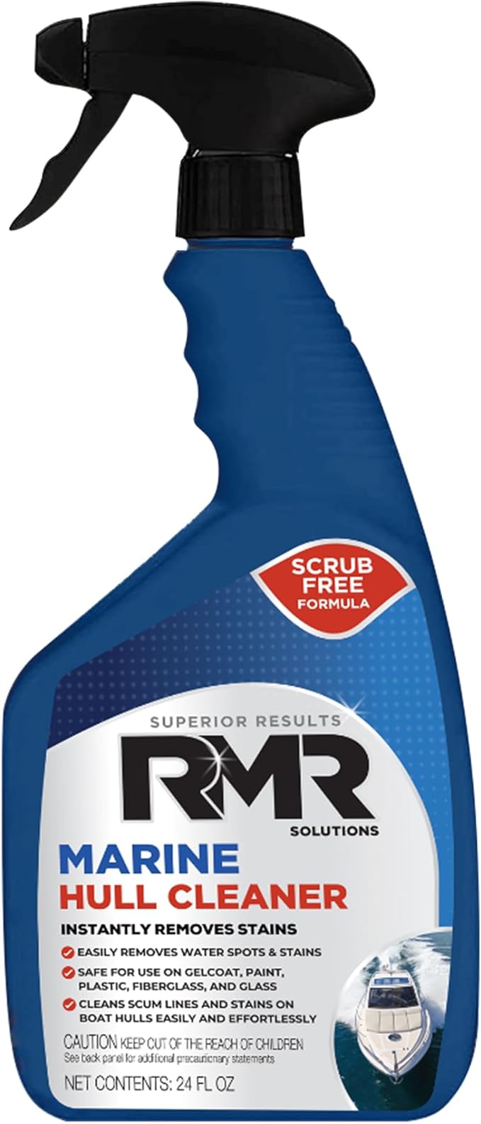 RMR Marine Hull Cleaner, Heavy Duty Boat Wash for Cleaning Slimy & Grimy Surfaces, Rust, Stain, & Water Spot Remover, 24 Ounce Spray