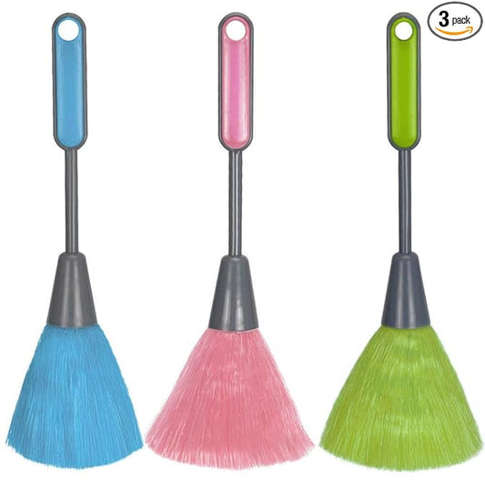 WOVTE 3 Pack Fluffy Microfiber Delicate Kitchen Duster Laptop Keyboard Brush Computer Screen Cleaner Tool Mini Dusting Wand (Blue, Green, Pink)