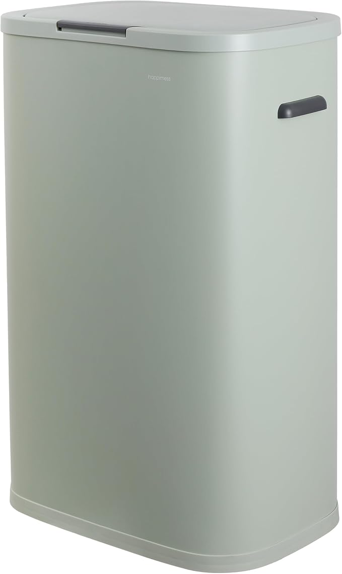 happimess HPM1017E Tammi Kitchen 14.5-Gallon Slim Metal Push Button Trash Can for Home, Kitchen, Laundry Room, Office, Bedroom, Bathroom, Pistachio Gelato