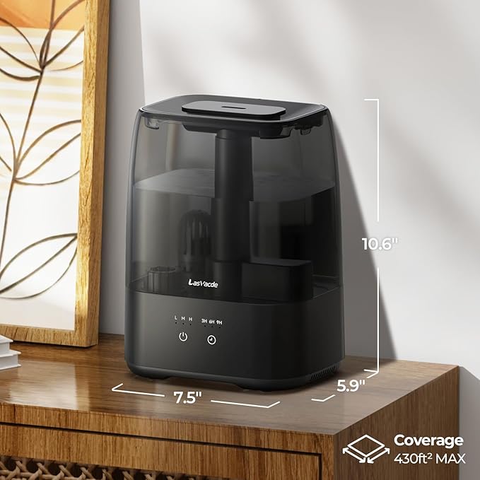 Top Fill Humidifiers for Bedroom, 4.0L Tank Cool Mist Humidifiers for Large Room, 40H Runtime, 28dB Quiet Ultrasonic Air Humidifier for Home, Plants with 9H Timer, Aroma Tray