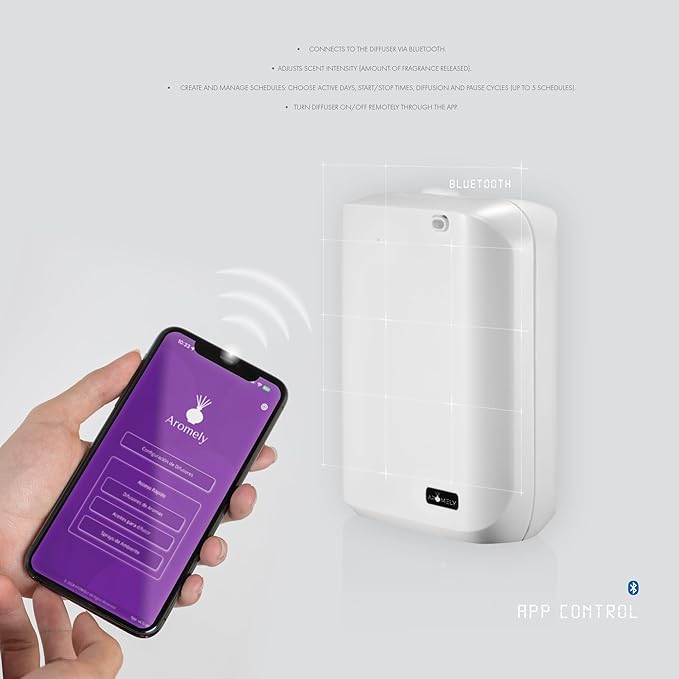 Smart Nebulizing Aromatherapy Scent Diffuser - Waterless Aroma Machine Perfect Air Freshener for Hotel Rooms, Homes or Offices, App Controlled Perfect Aroma Diffuser Up to 1,000 SQFT - White