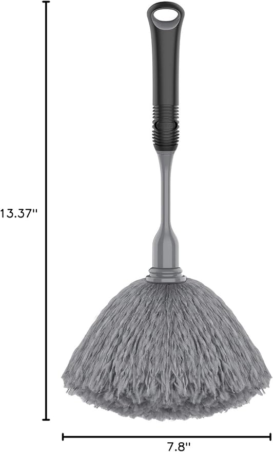 MR.SIGA Microfiber Delicate Duster, Comfortable Non Slip Handle, Detachable Washable Duster Head, Gray & Black