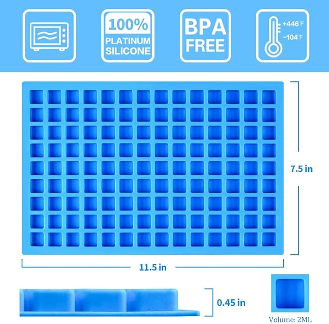 Square Silicone Candy Molds - Mini Silicone Molds for Hard Candy, Chocolate, Gummy, Caramel, Ganache, Ice Cubes (1)