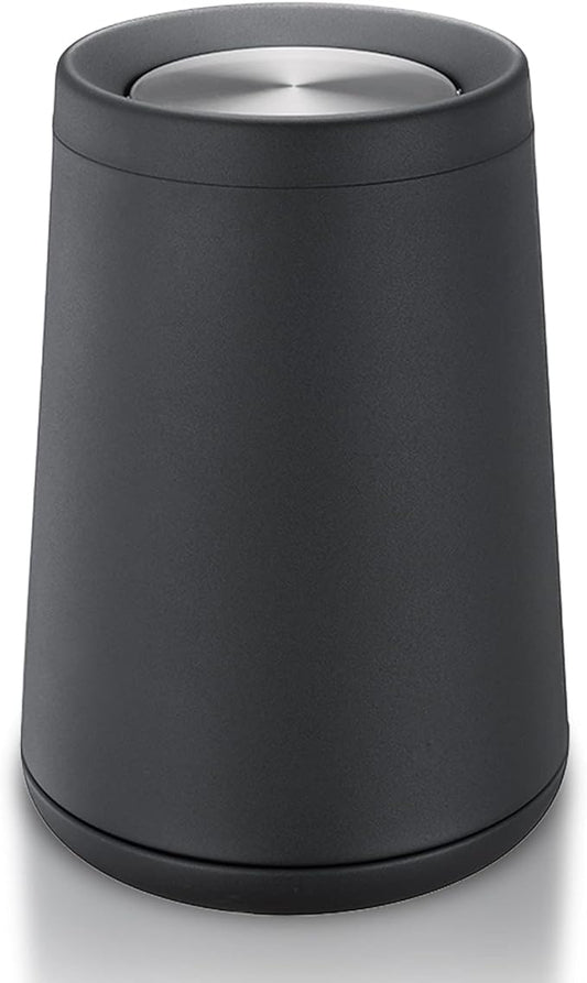 Household Swing Black Bathroom Trash Can，Brushed Stainless Steel，10 L/3 Gallen，Garbage Can with Flipping Lid， for Indoor or Commercial Use, Kitchen,Modern，Living Room,Bedroom