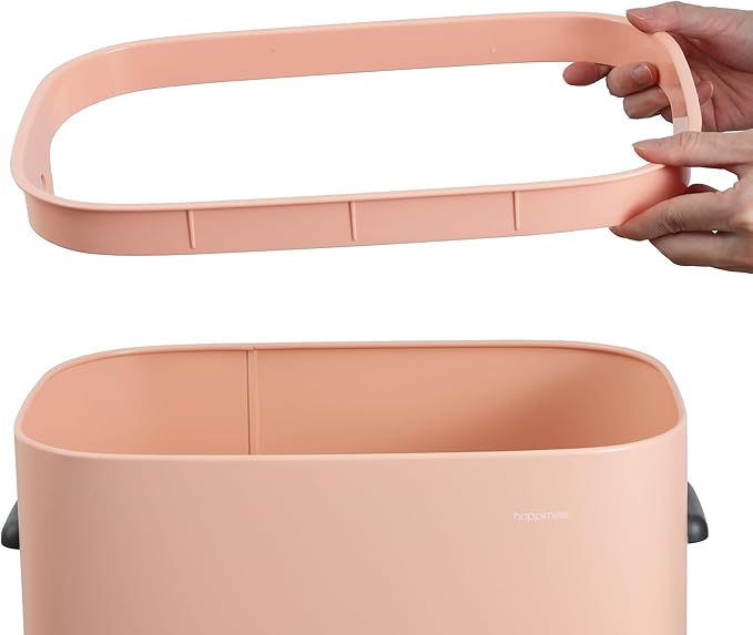 happimess HPM1017G Tammi Kitchen 14.5-Gallon Slim Metal Push Button Trash Can for Home, Kitchen, Laundry Room, Office, Bedroom, Bathroom, Flamingo Pink