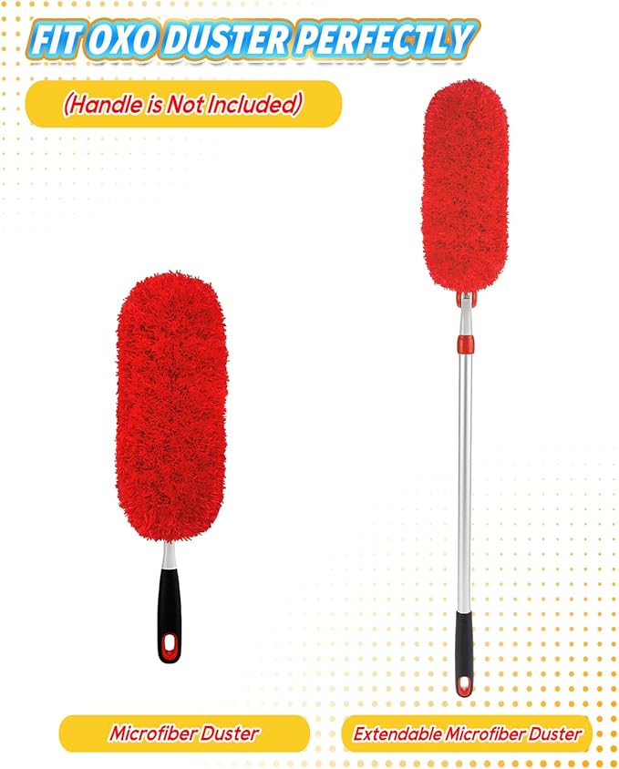 KEEPOW Reusable Microfiber Duster Refills Compatible with OXO Duster, Washable Dusters Refill Compatible with Good Grips Microfiber Extendable Dusters for Cleaning, 2 Pack(Handle is Not Included)