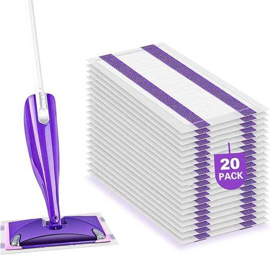 Mop Pad Refills Compatible with Swiffer WetJet Spray Mop, Wet Jet Mopping Pads for All Purpose Multi-Surface Hardwood Floor Cleaning, 4 Layers Thickened and Super Absorbent, 20 Count
