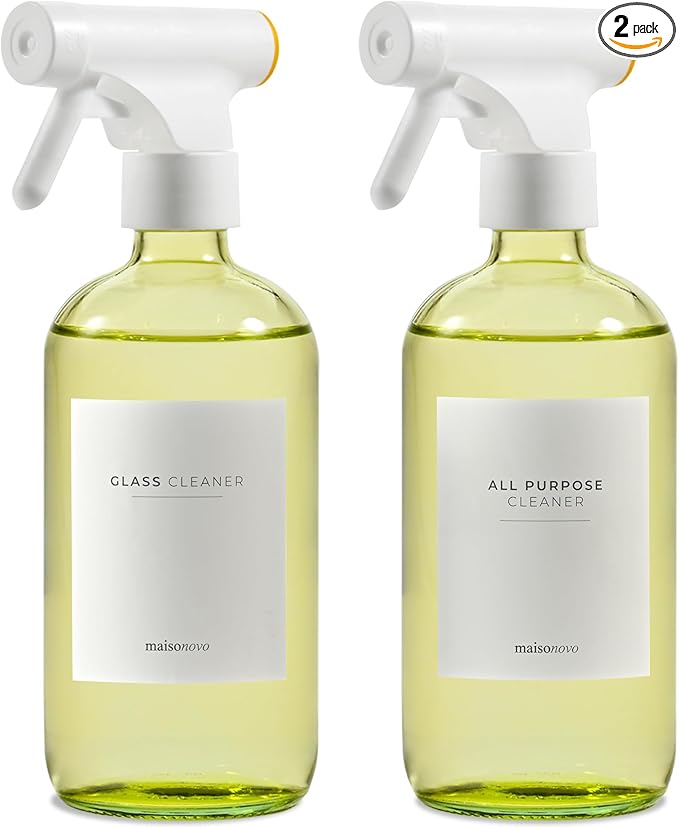 MaisoNovo Kitchen Spray Bottle - 16.9 fl oz Yellow x 2 with 16 Labels