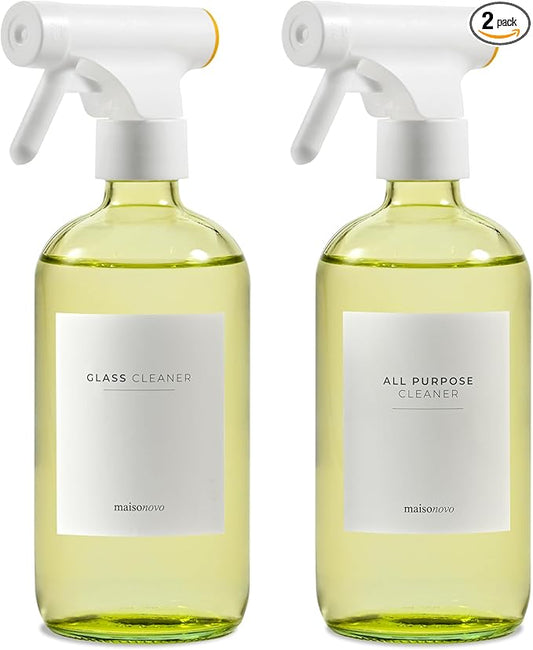 MaisoNovo Kitchen Spray Bottle - 16.9 fl oz Yellow x 2 with 16 Labels