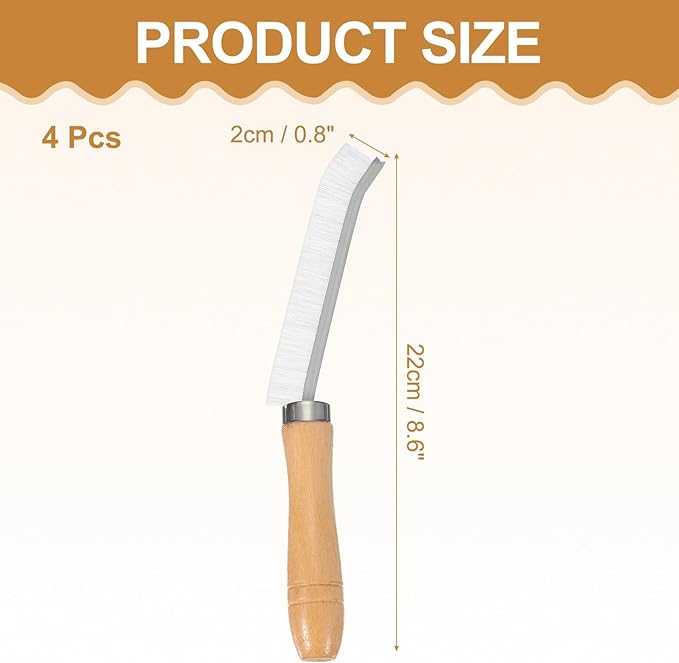 uxcell 4pcs Crevice Cleaning Brush, 8.6 Inch Hard Bristle Cleaning Brush Bathroom Cleaning Tools for Corner, Window, Faucets, White