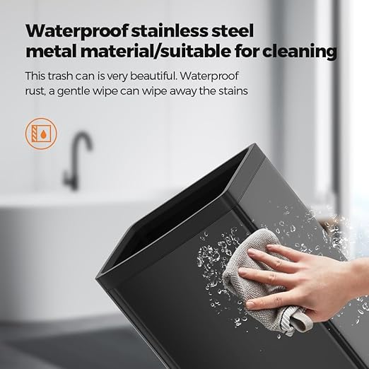 4 Gallon/15L Square Trash bin, Double Layer Bathroom Trash cans,Large Capacity,Elegant Garbage Can, for Home,Kitchen,Office,Hotel(15L Black)