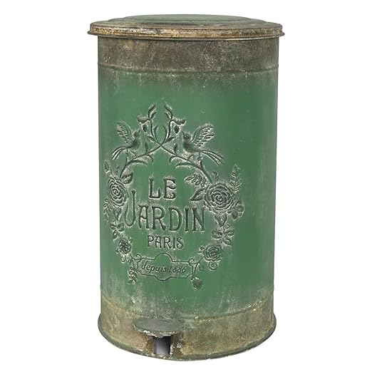 Retro Outdoor Trash Can with Lid 17L/4.5 Gallon Waste Container with Pedal Garbage Poop Bin Kitchen Waste Bins Touchless Bathroom Garbage Can Room Park Garden Decor