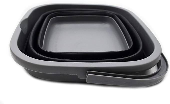 SAMMART 11L (2.9 Gallon) Collapsible Rectangular Handy Bucket (1, Grey/Black)