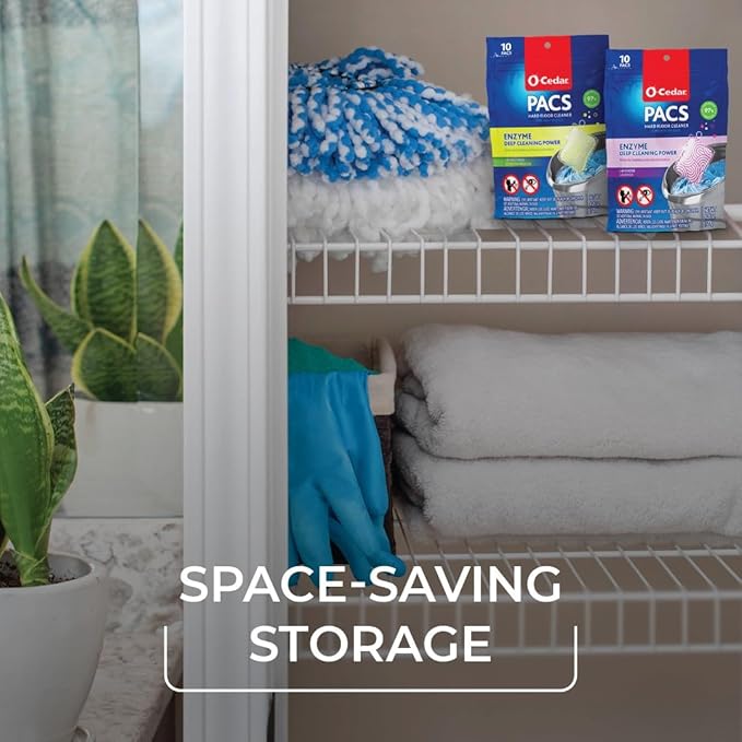 O-Cedar PACS Hard Floor Cleaner, Crisp Citrus Scent 10 Count (1-Pack) | Made with Naturally-Derived Ingredients | Safe to Use on All Hard Floors | Perfect for Mop Buckets