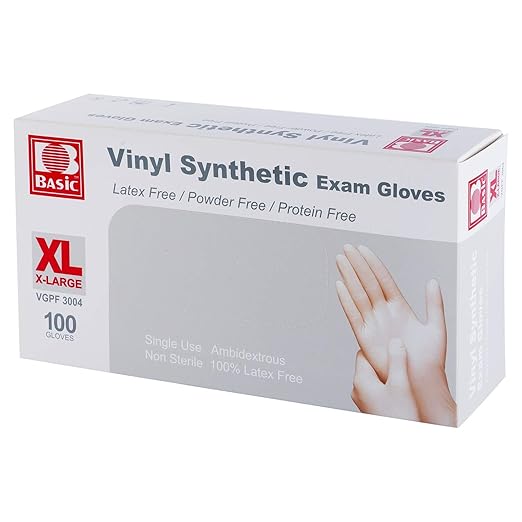 Disposable Medical Clear Vinyl Exam Gloves Industrial Gloves - Latex-Free & Powder-Free 100PCS - XLarge