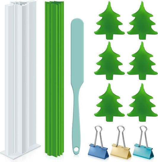 Tessco Heart Shaped Long Tube Silicone Mold Heart Shape Soap Embed Molds Column Making Supplies with Spatula 3 Pcs Binder Clips for Soap Chocolate Candy Cake