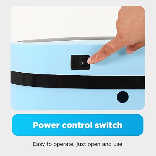 BestOffice | 13 Gallon Plastic Trash Can with Lid | Blue | Automatic Touchless Garbage Can | Odor Control | Modern Oval Design | Easy to Clean | Fits Any Kitchen, Bathroom, Office or Home