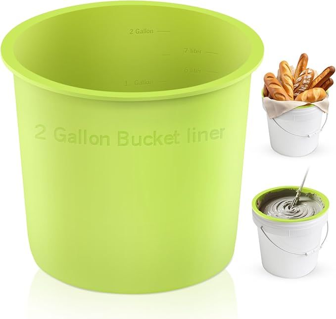 Silicone 2 Gallon Bucket Liner with Lid - Airtight Food Storage Containers with Lids, Kitchen and Pantry Organization Canisters for Bulk Food, Pet Supplies, and Dry Goods