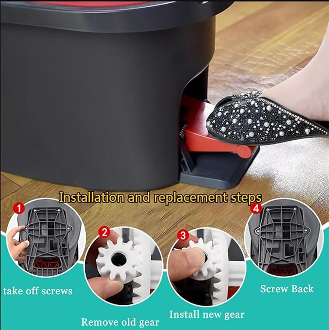 YWSH 2 Pack Spin Mop Bucket Gear Easy Mop Pedal Broom Bearing Gears Repair Compatible with Ocedar Vilida, One Way Clutch Bearing Bucket Gear Sprockets for Spin Mop Buckets