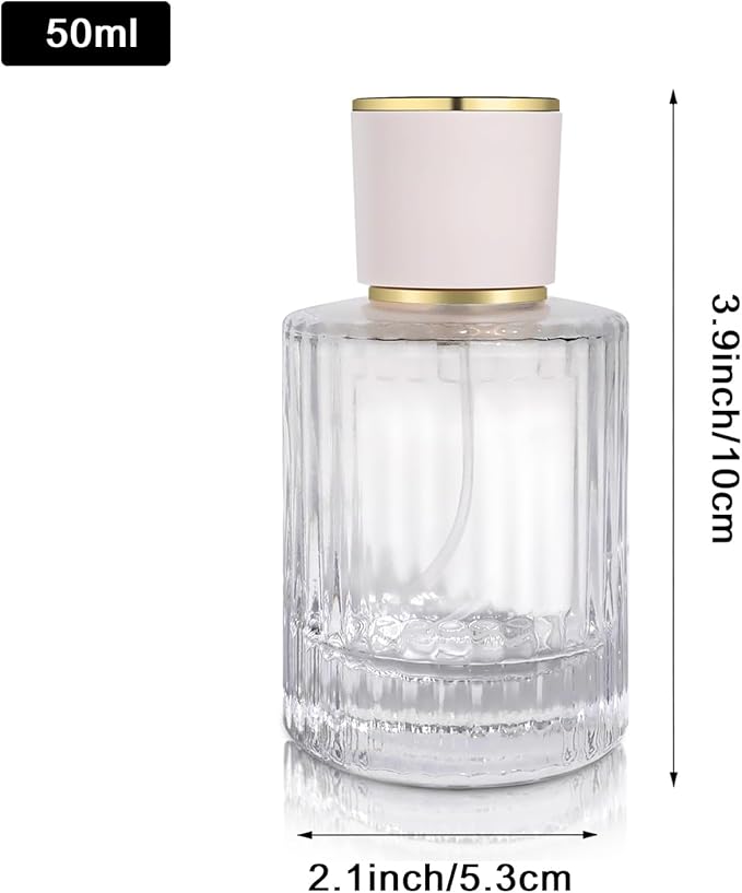 50ml/1.7 Oz Glass Spray Bottle Perfume Atomizer,Refillable Perfume Spray Bottle Perfume Bottles Empty with 3 Kinds of Perfume Dispenser (Round 50ml)