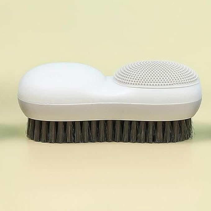 Two-Sided Laundry Stain Remover Brush, Soft Bristle for Scrubbing Out Tough Stains on Wool Cashmere Delicate Fabrics Knits Cotton Leather, Easy to Grip Hand Washing Clothes Brushes (White)