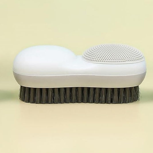 Two-Sided Laundry Stain Remover Brush, Soft Bristle for Scrubbing Out Tough Stains on Wool Cashmere Delicate Fabrics Knits Cotton Leather, Easy to Grip Hand Washing Clothes Brushes (White)