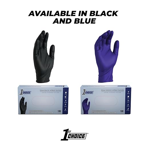 1st Choice 3 Mil Indigo Nitrile Exam Gloves Latex Free, Disposable Medical Grade, Food Prep, Tattoo, Small, Box of 100