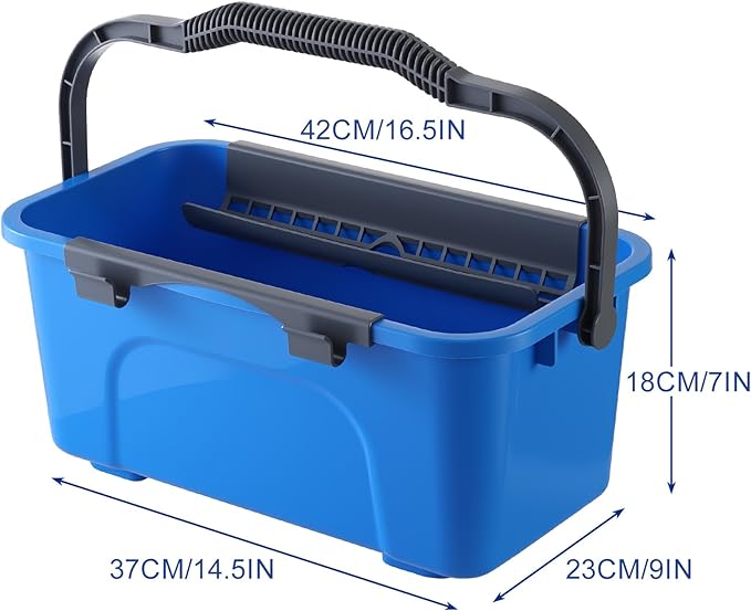 Professional Window Cleaning Kit, Include Compact Cleaning Bucket 3 Gallon, Silicone Squeegee, Microfiber Scrubber, Cloth, All-in-one Window Cleaning Supplies, Commercial & Household Use