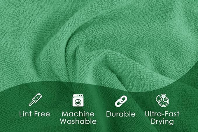 Avalon Towels Microfiber Cleaning Cloths (Value Pack of 36) Size 16" x 16", Highly Absorbent, Lint Free, Reusable, Green