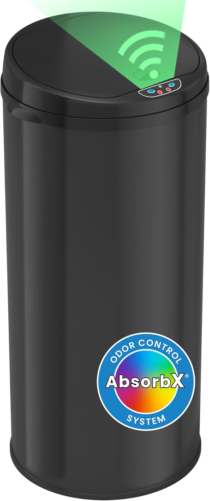 iTouchless 50 Liter / 13 Gallon Sensor Kitchen Trash Can with Odor Filter – Slim Round Black Stainless Steel Automatic Garbage Recycling Bin for Home, Office, Business, Garage