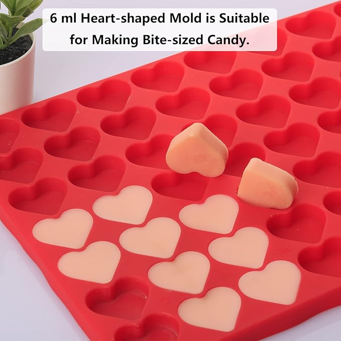 Heart Silicone Molds, 63 Large Heart Chocolate Mold for Baking Candy Gummy Jelly, Lovely Hearts Shaped Chocolate Candy Molds for Birthday & Valentine's Day Gifts for Women Men Lovers